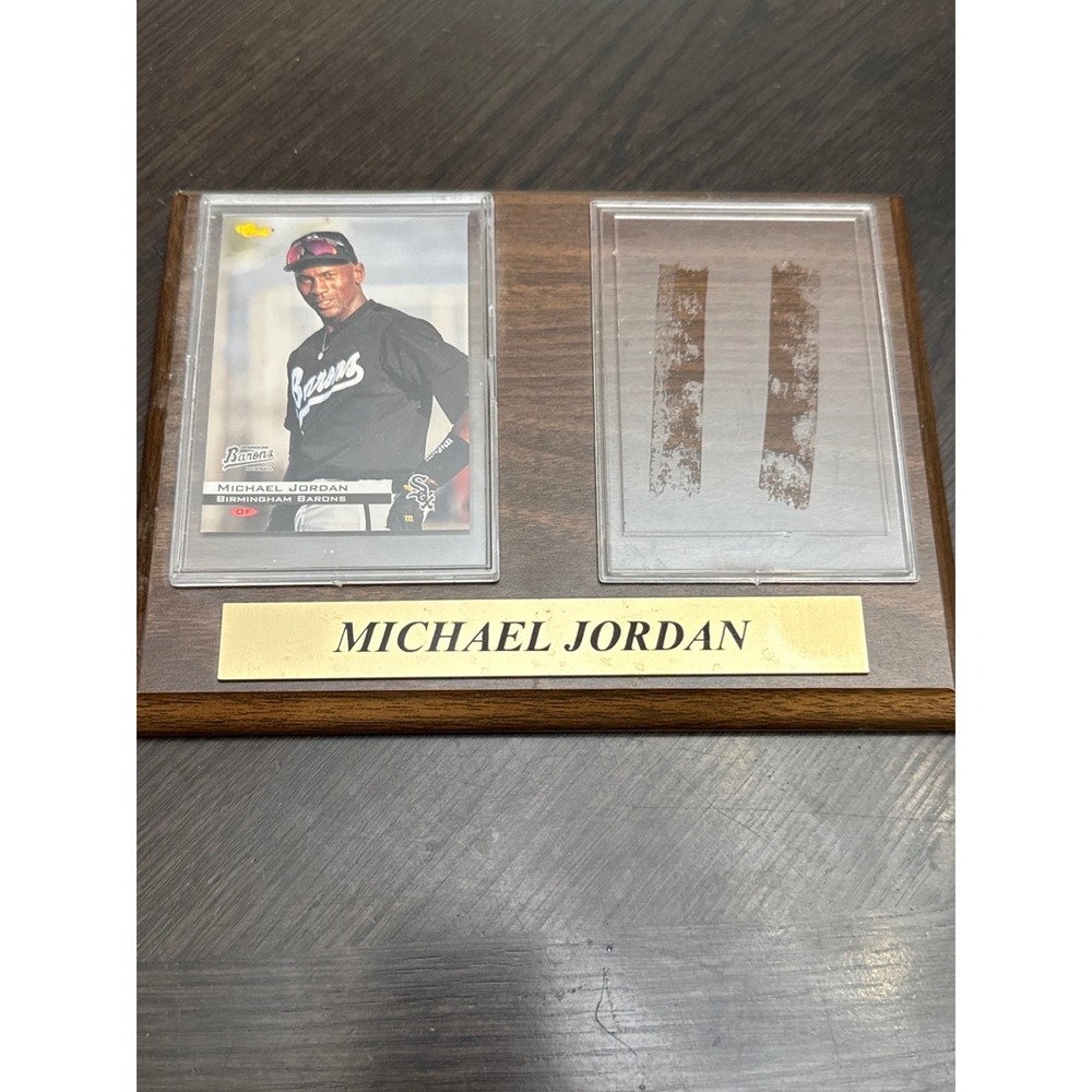 Michael Jordan 1994 Birmingham Barons Baseball Card Wood Plaque Display 8x6